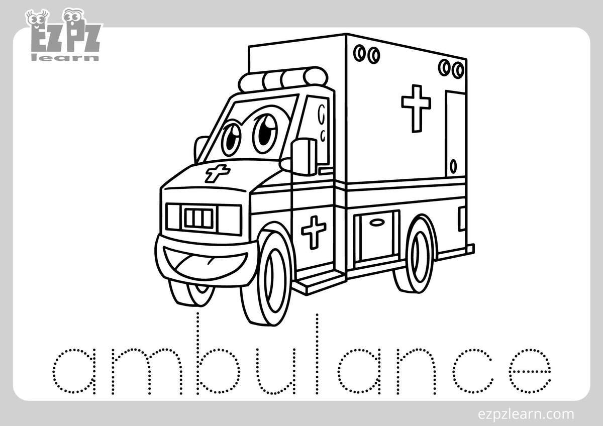 Ambulance Coloring Page For Kids Free PDF Download Ezpzlearn Ambulance Pages 100 Free Printables