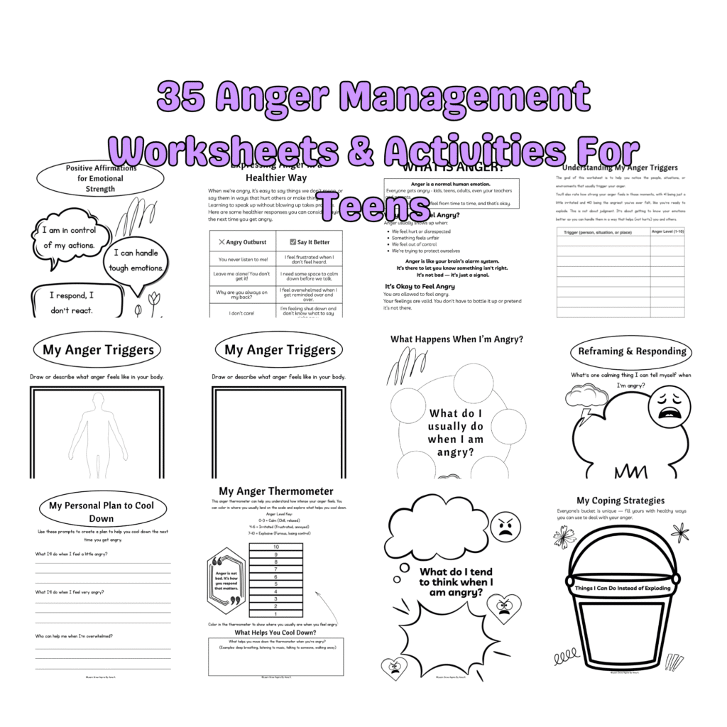Anger Management Worksheets For Teens Free Therapy Worksheets For Teens PDF Downloads ChoosingTherapy
