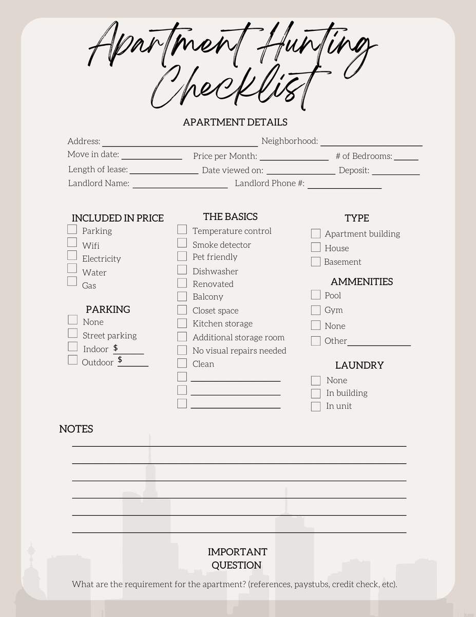 Apartment Hunting Checklist Neutral PDF Printable Instant Download Etsy Apartment Hunting Checklist Neutral PDF Printable Instant Download Etsy