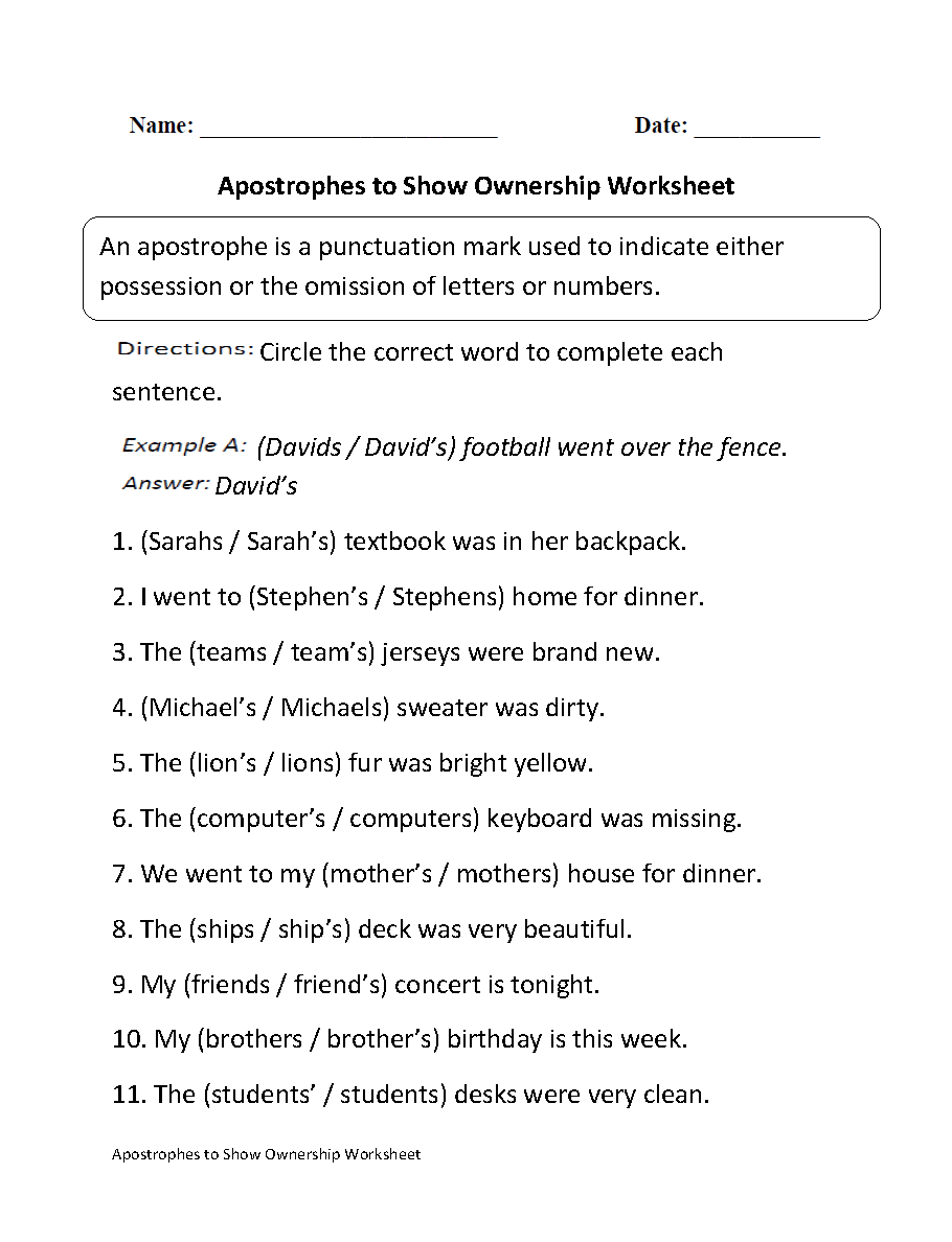 Apostrophes How To Use Apostrophes To Show Possession ESL Worksheet By Cheezels