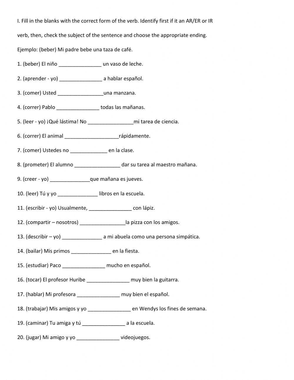 AR ER IR Verb Practice Worksheet Engage And Enhance Your Spanish Skills 19 Spanish Verb Worksheets Free PDF At Worksheeto