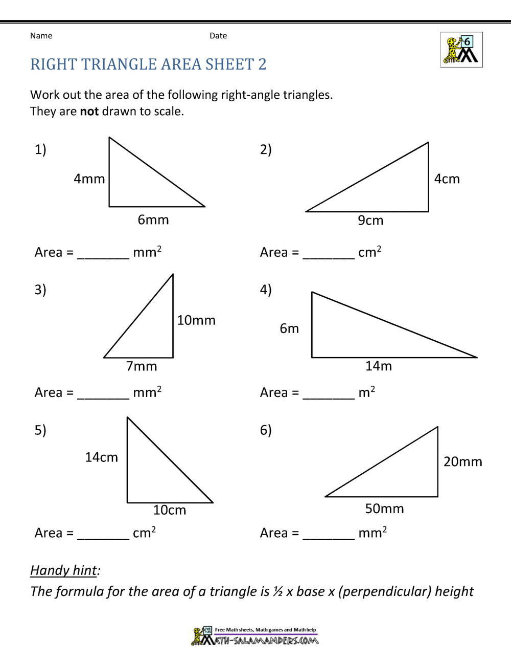 Area Of Right Triangle Worksheets Area Of A Triangle Free Worksheet For Kids SKOOLGO