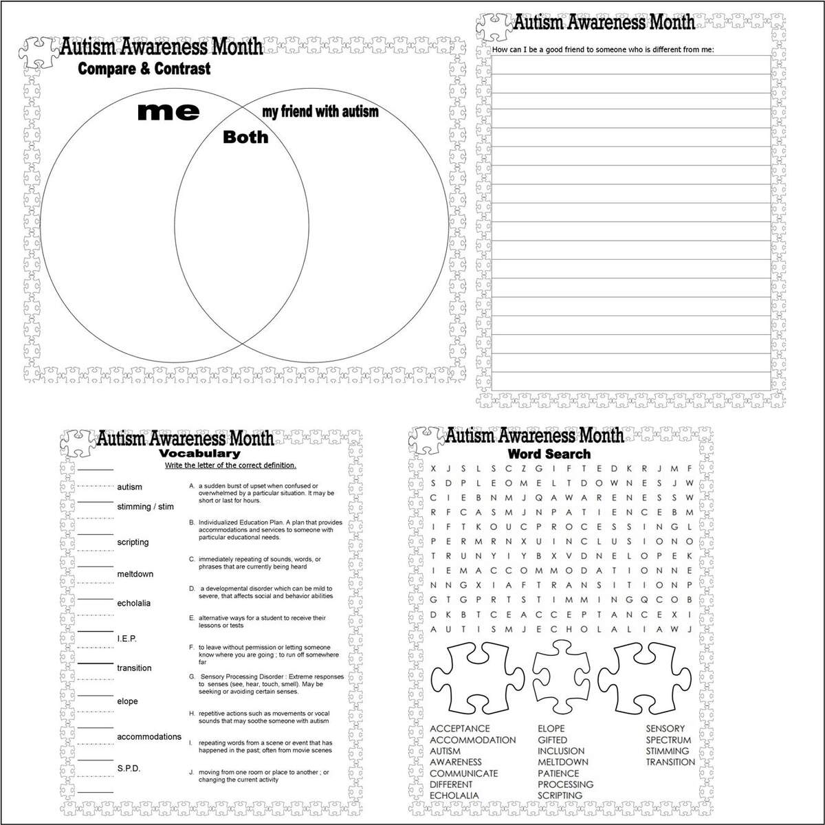 Autism Awareness In The Classroom Worksheets Decor Made By Teachers Autism Awareness In The Classroom Worksheets Decor Made By Teachers