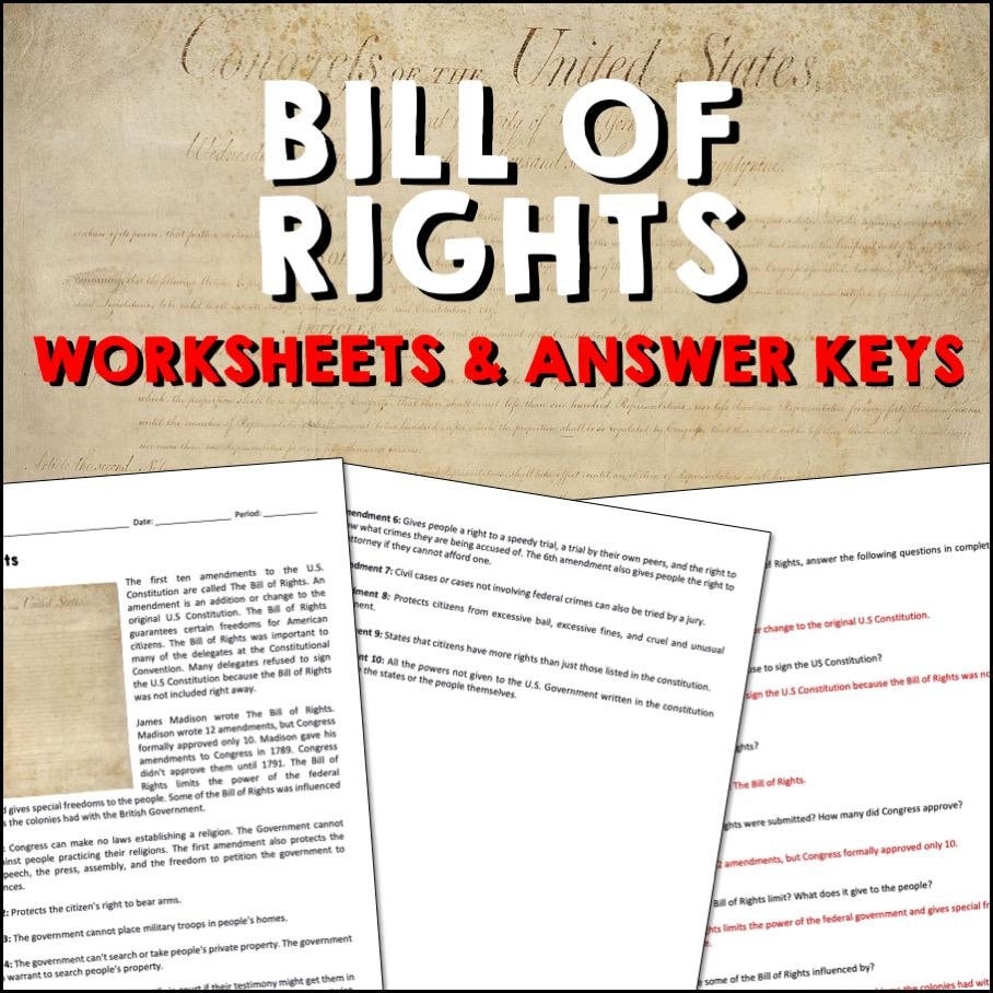 The Bill Of Rights Review Activities Bundle For Civics