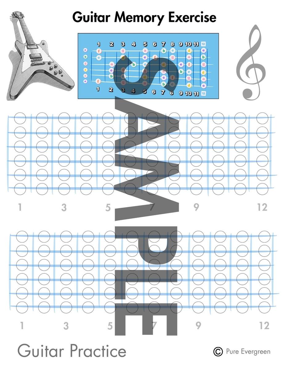 Blank Printable Guitar Fretboard Diagram Memorize The Notes On Guitar With This Printable Practice Sheet Learn Notes On Guitar Etsy