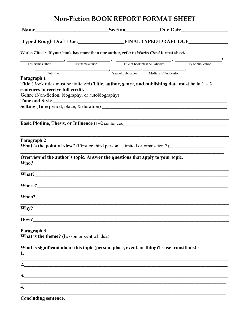 Book Report Template 5th Grade Nonfiction 2 PROFESSIONAL TEMPLATES Book Report Template 5th Grade Nonfiction 2 PROFESSIONAL TEMPLATES