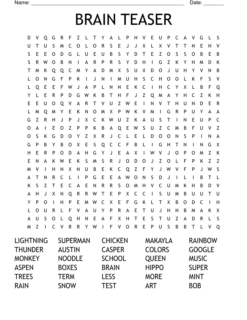 BRAIN TEASER Word Search WordMint BRAIN TEASER Word Search WordMint