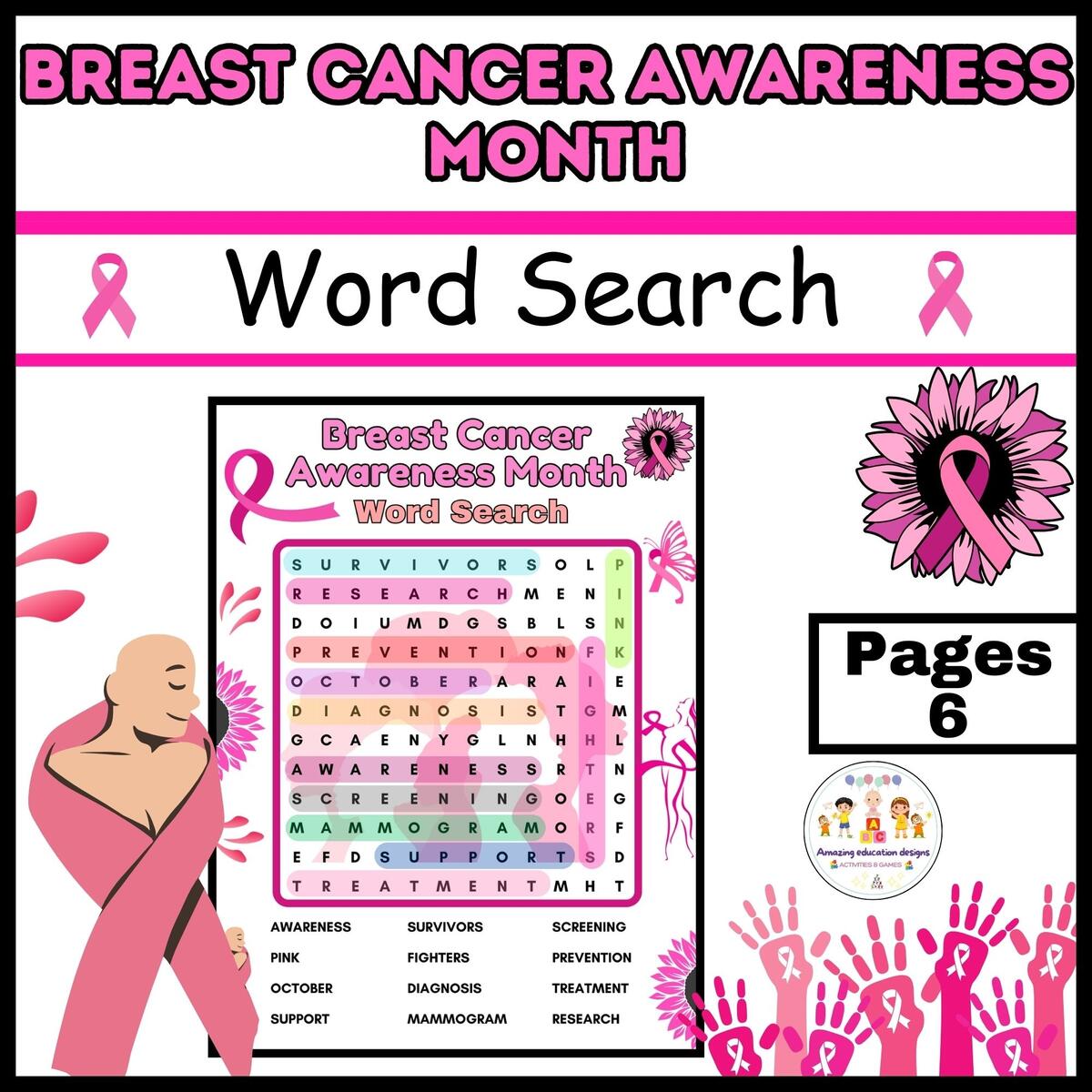 Breast Cancer Awareness Month Word Search Made By Teachers Breast Cancer Awareness Month Word Search Made By Teachers