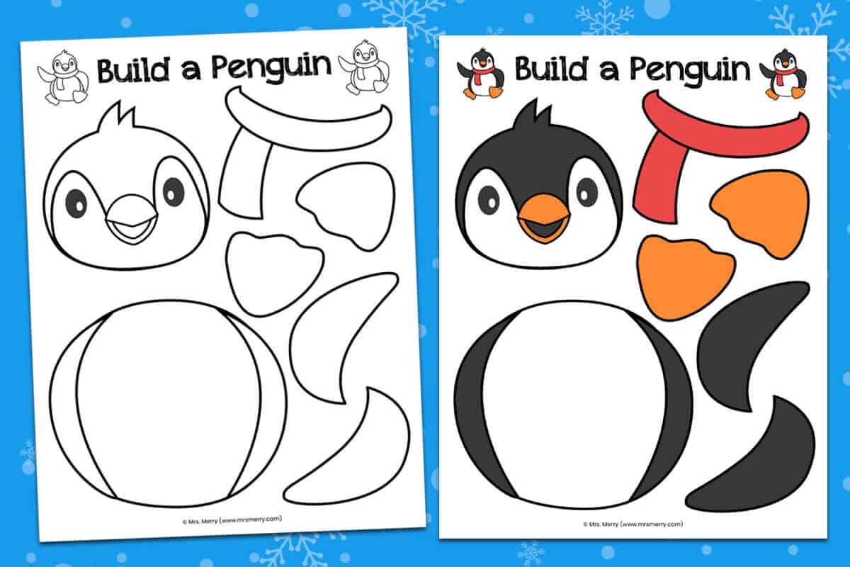 Build A Penguin Free Printable Kids Craft Mrs Merry Penguin Life Cycle Worksheets For Kids
