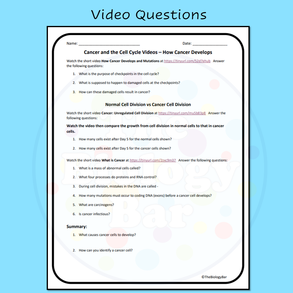 Cancer And Cell Cycle Video Clips And Questions Made By Teachers