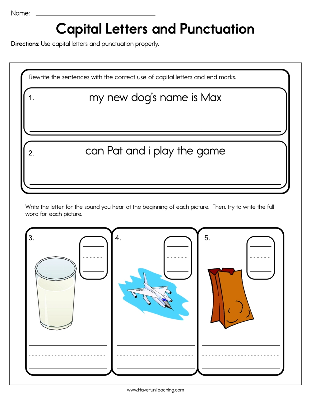 Capital Letters And Punctuation Worksheet Have Fun Teaching Capital Letters And Punctuation Worksheet Have Fun Teaching