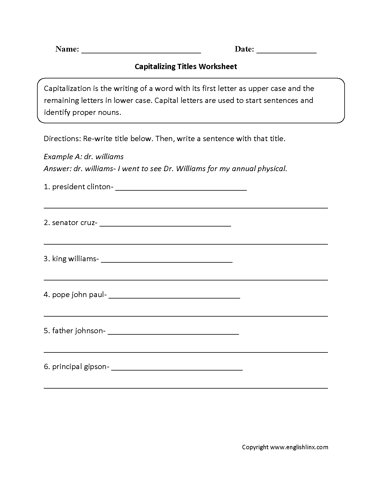 Capitalization Worksheets Free Printable Grammar Practice Capitalization Worksheets Free Printable Grammar Practice