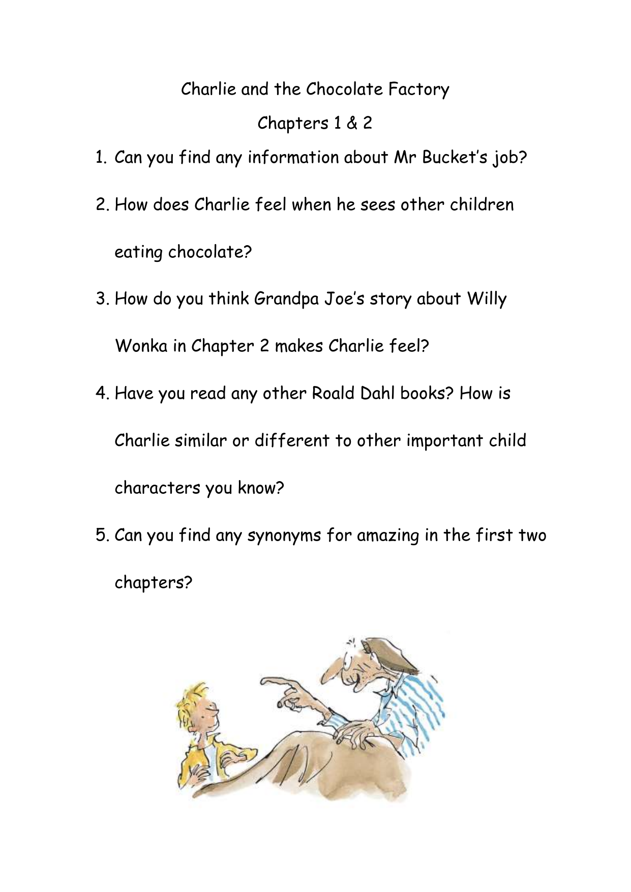 Charlie And The Chocolate Factory Worksheet