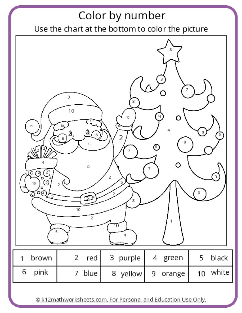 Christmas Color By Number Pages FREE Printable Christmas Color By Number Worksheets