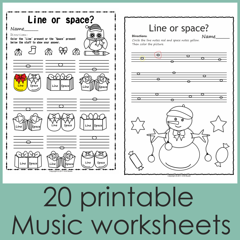 Christmas Music Worksheets Lines Spaces High Low