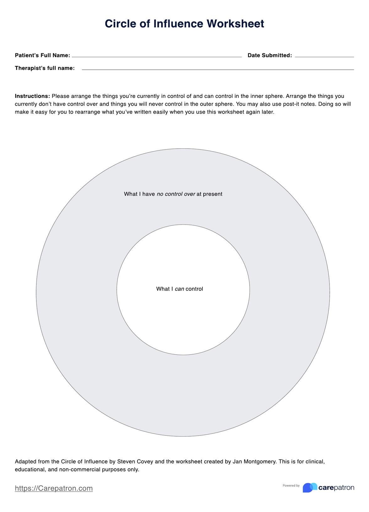 Circle Of Influence Worksheet Circle Of Influence FREE Download Printable Little With Great Love