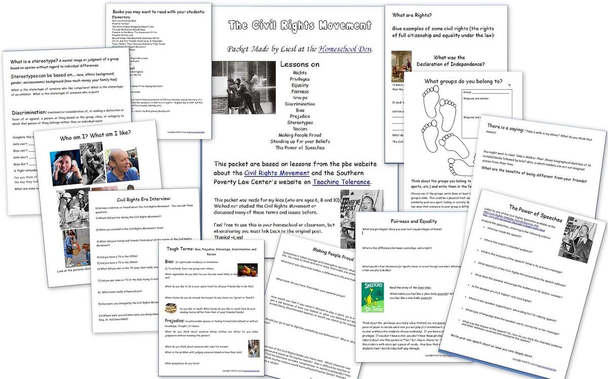 Civil Rights Movement Lessons Free Packet Homeschool Den Civil Rights Movement Lessons Free Packet Homeschool Den