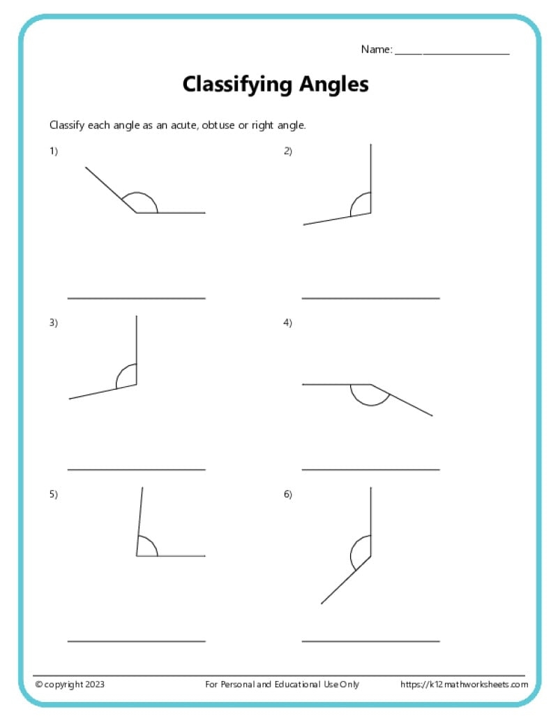 Classify And Measure Angles K12 Math Worksheets