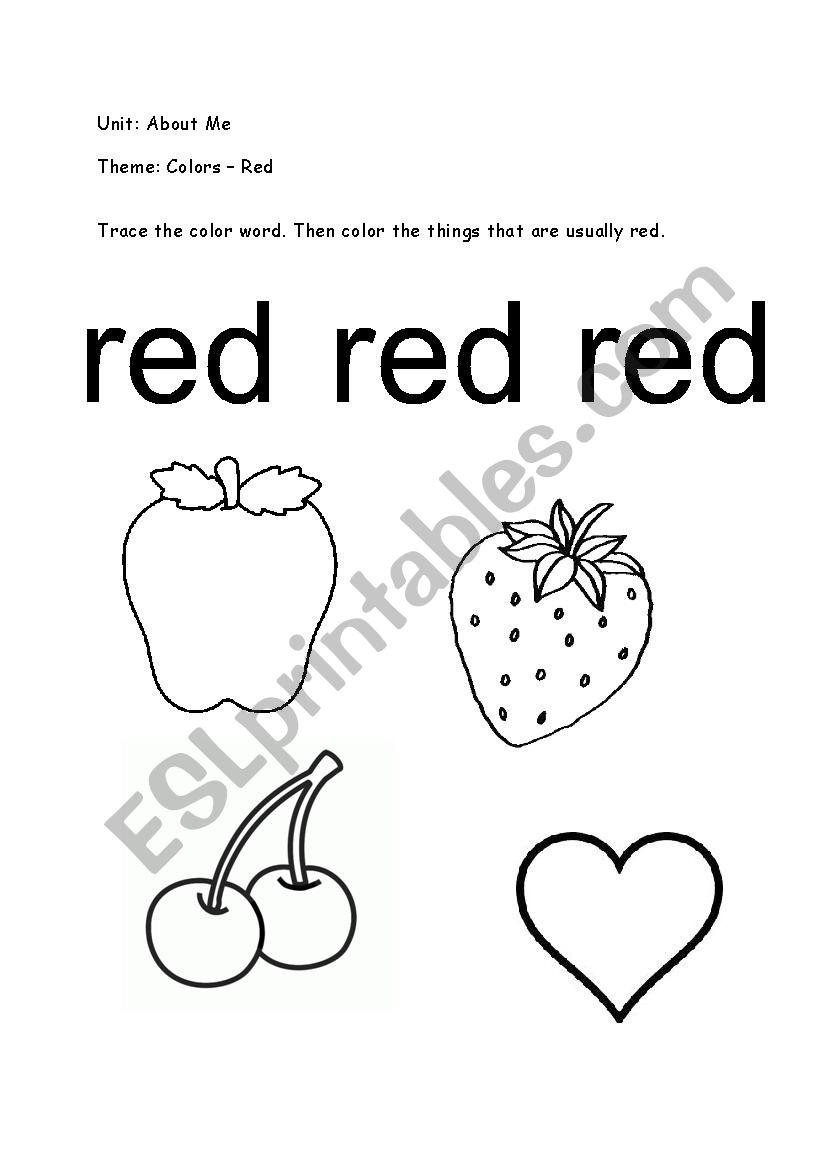 Color Red ESL Worksheet By Lolie Color Red ESL Worksheet By Lolie