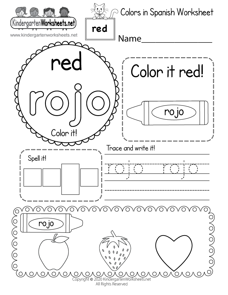 Color Red In Spanish Worksheet Free Printable Digital PDF Color Red ESL Worksheet By Lolie