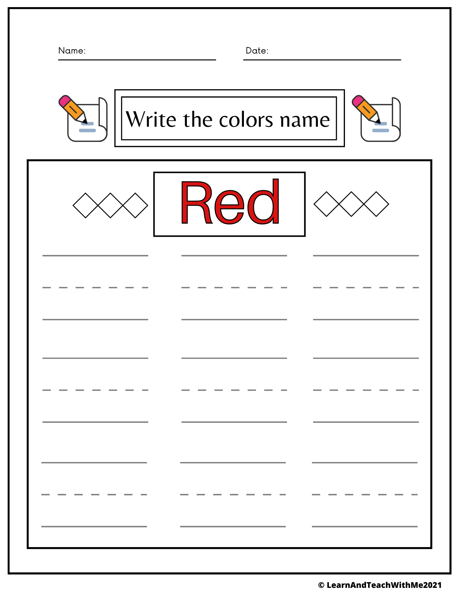 Color Word Writing Worksheets And Color Activities Made By Teachers Color Word Writing Worksheets And Color Activities Made By Teachers