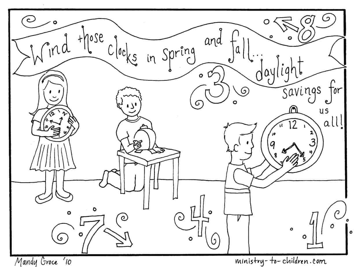Coloring Pages Daylight Savings Time Change March 8 2020 Printable Clocks Coloring Sheets Ministry To Children