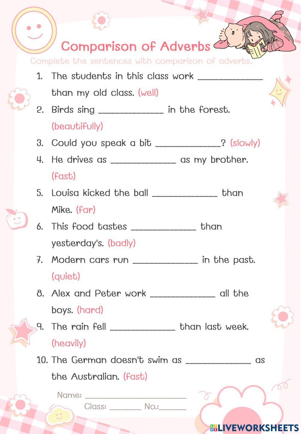 Comparison Of Adverbs Online Worksheet Worksheets Library Comparison Of Adverbs Online Worksheet Worksheets Library