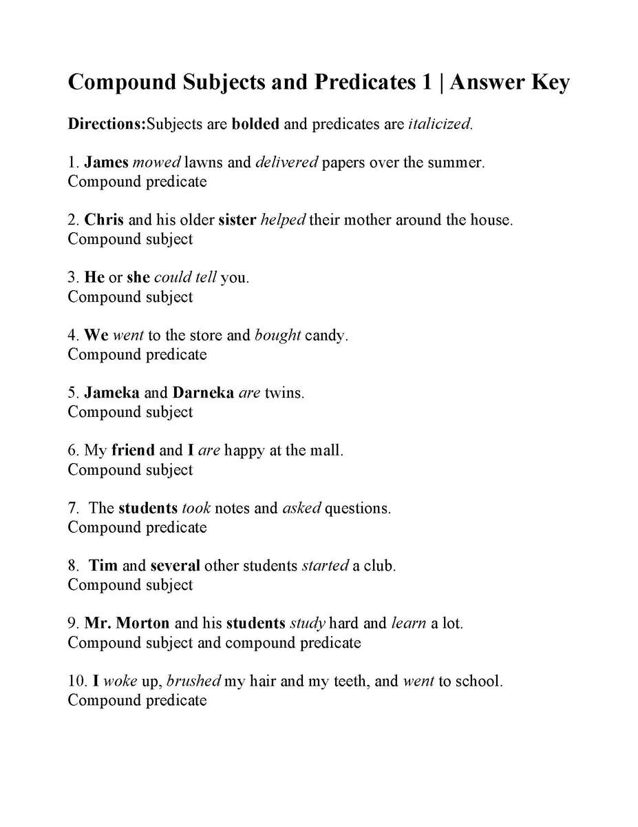 Compound Subjects And Predicates Worksheet Sentence Structure Worksheets Library Compound Subjects And Predicates Worksheet Sentence Structure Worksheets Library