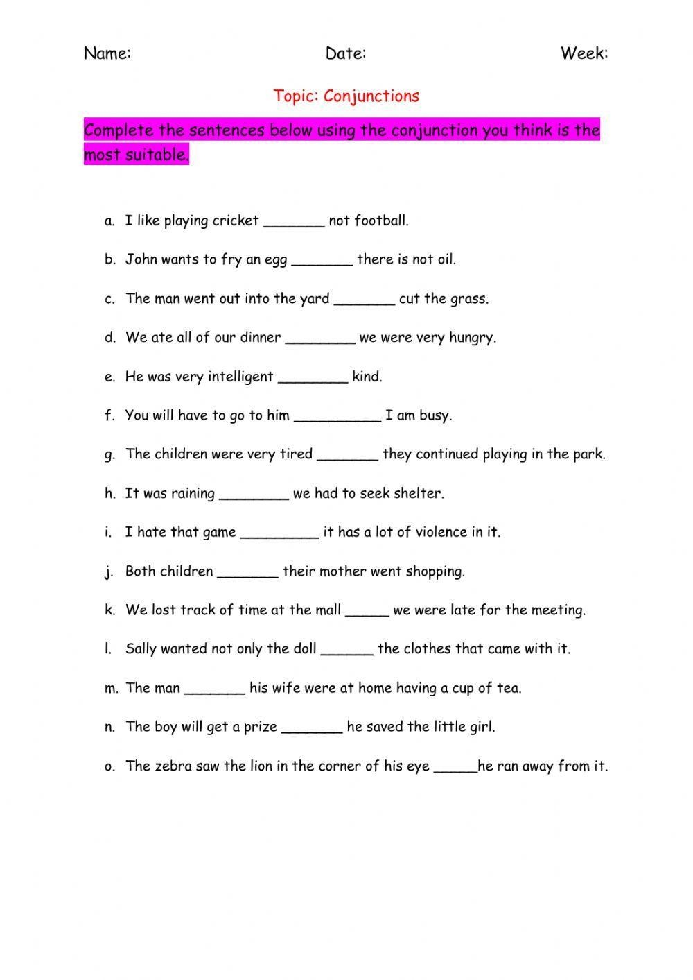 Conjunctions Joining Sentences Worksheet Worksheets Library Conjunctions Joining Sentences Worksheet Worksheets Library
