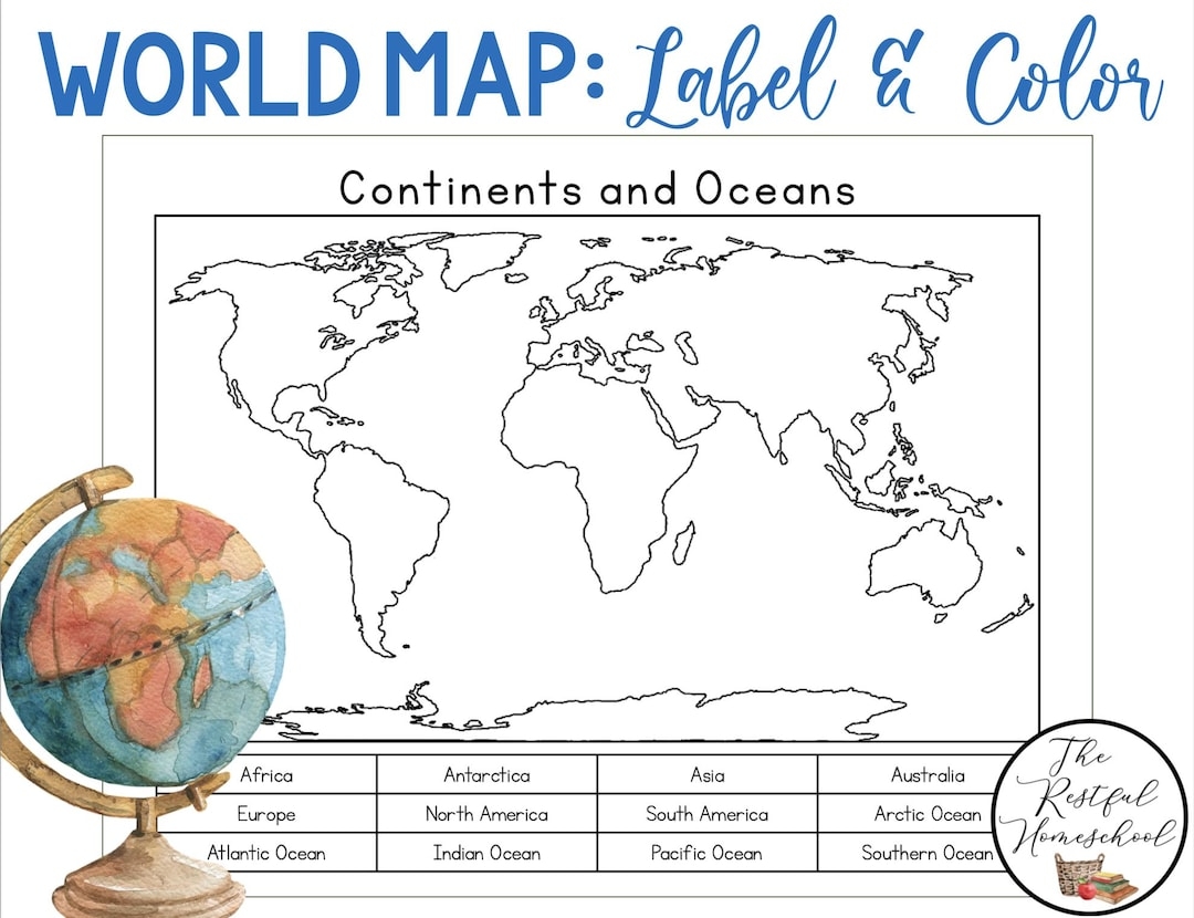 Continents And Oceans Color And Label Blank World Map Elementary Geography Homeschool Printable Activities Social Studies Etsy Continents And Oceans Color And Label Blank World Map Elementary Geography Homeschool Printable Activities Social Studies Etsy