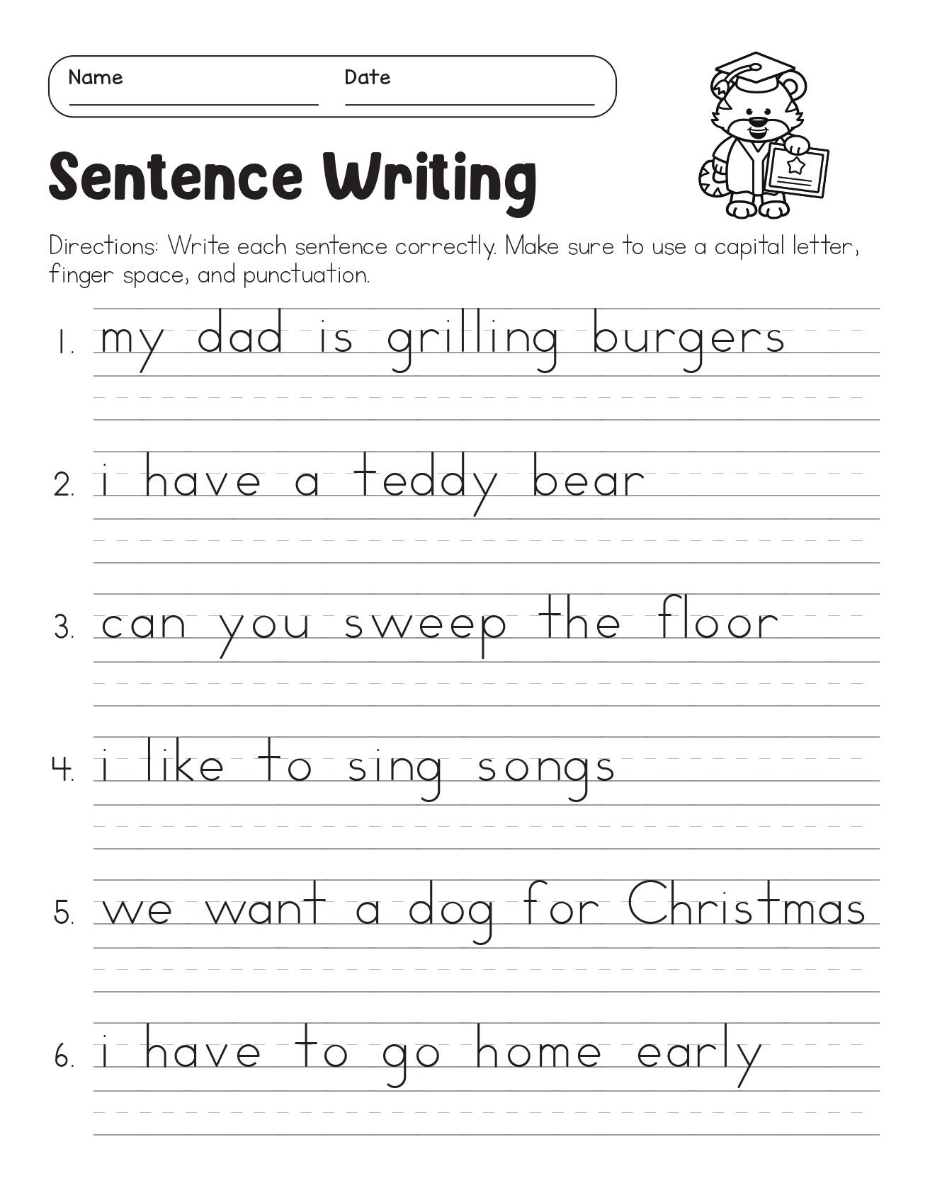 Correct The Sentences Worksheets 10 Page Printable For 1st And 2nd Grade ELA Students ELA Worksheets Sentence Writing ELA Teacher Print Etsy 11 Printable Sentence Writing English Worksheets Improve Reading And Writing Skills Ages 4 7 KG1 To Grade 2 Etsy