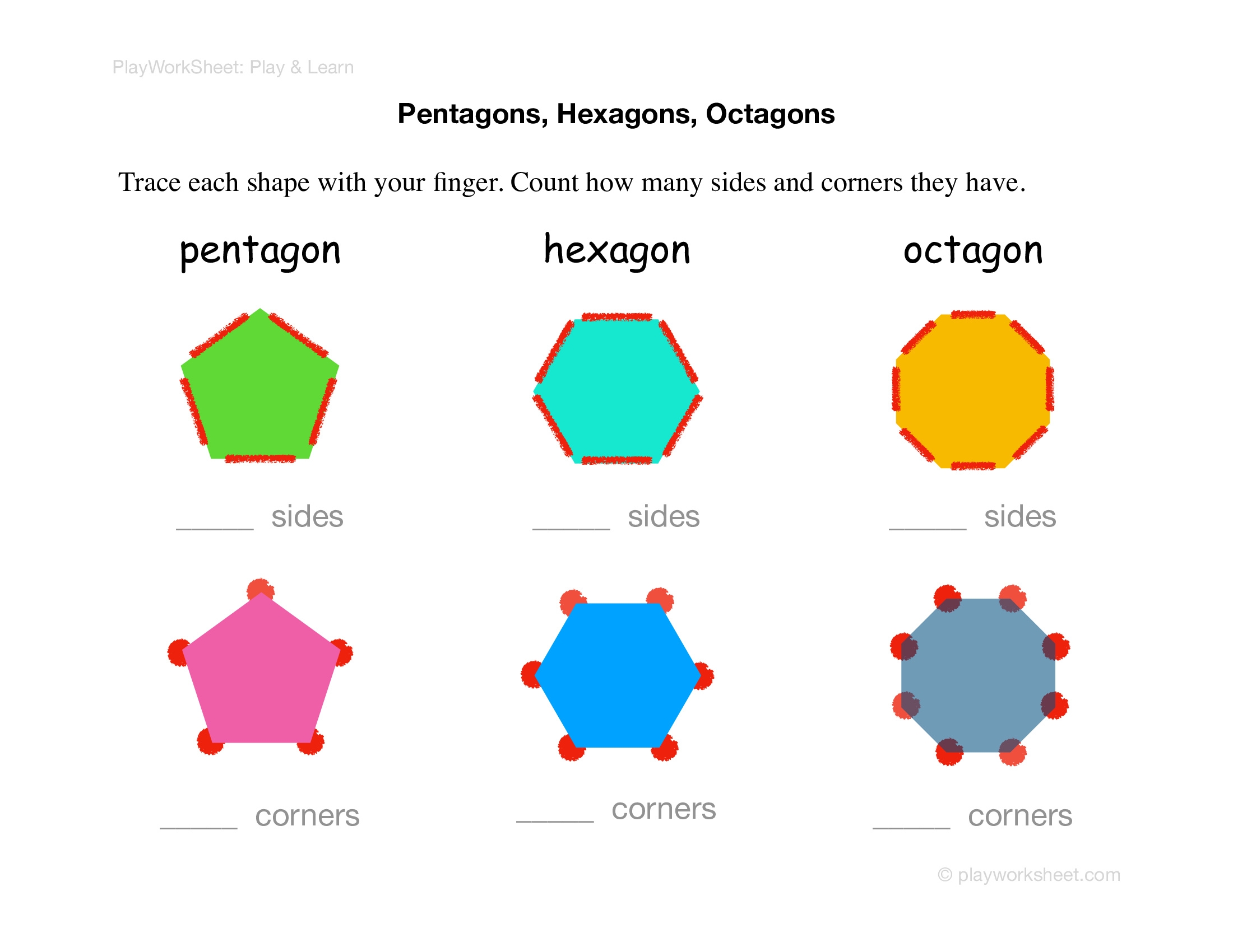 Counting Sides And Corners Of Pentagon Hexagon And Octagon Free Printables For Kids