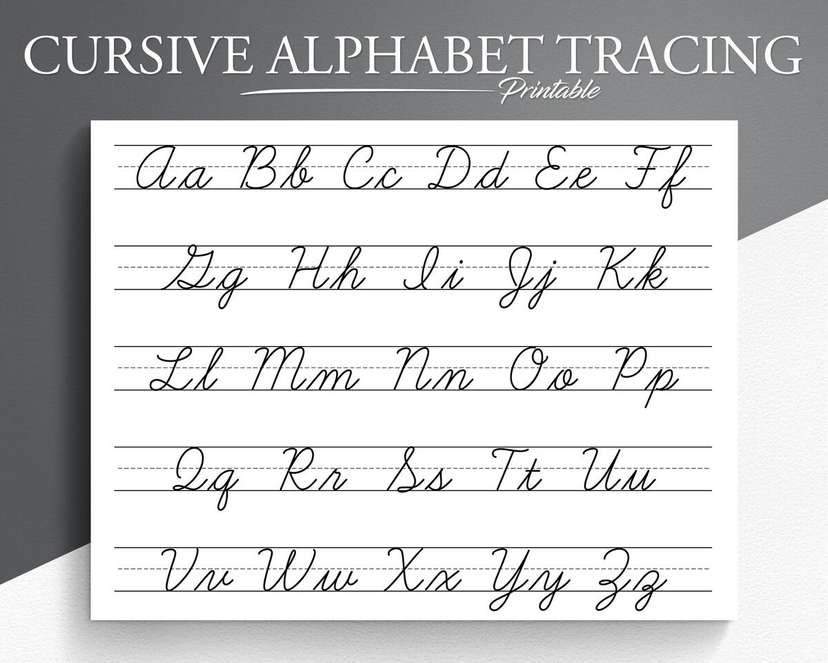 Cursive Alphabet Tracing Worksheet Printable Trace The Cursive Alphabet Cursive Practice Letter Tracing Tracing Worksheets Etsy Cursive Alphabet To Trace Free Printable PDF Alien Schooler