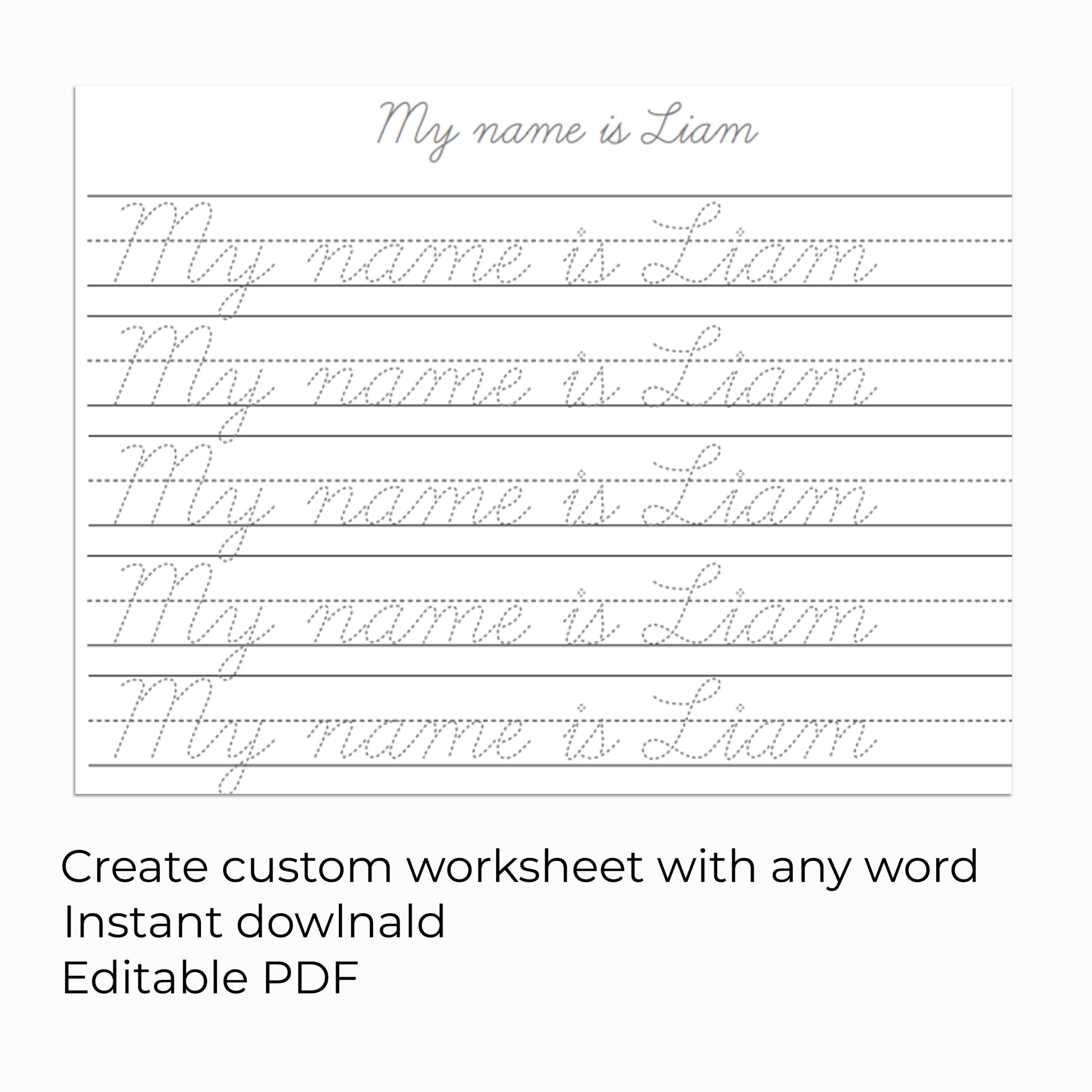 Custom Cursive Name Handwriting Practice Sheet Editable Tracing Worksheet Personalized Writing Skills Printable Learn To Trace And Write Etsy Custom Cursive Name Handwriting Practice Sheet Editable Tracing Worksheet Personalized Writing Skills Printable Learn To Trace And Write Etsy
