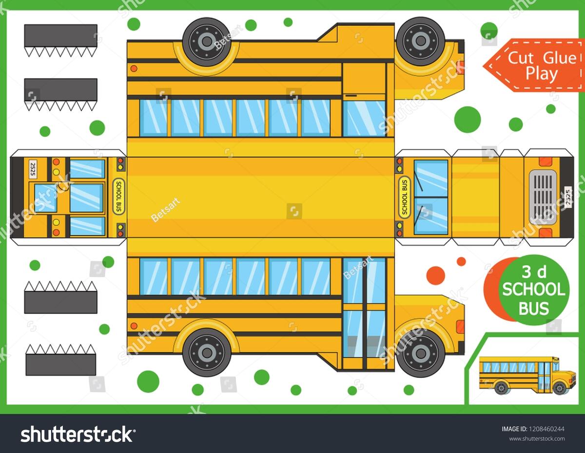 Cut Glue Paper Cartoon School Bus Stock Vector Royalty Free 1208460244 Shutterstock