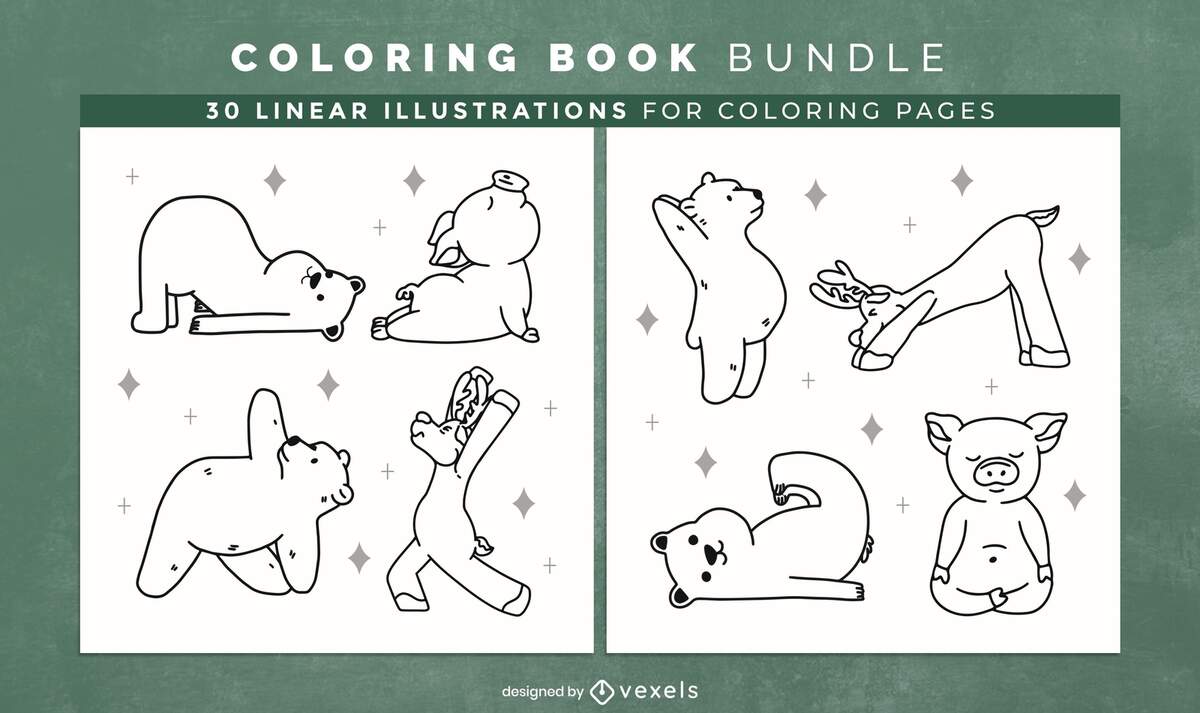 Cute Yoga Animals Coloring Book Design Pages Vector Download Cute Yoga Animals Coloring Book Design Pages Vector Download