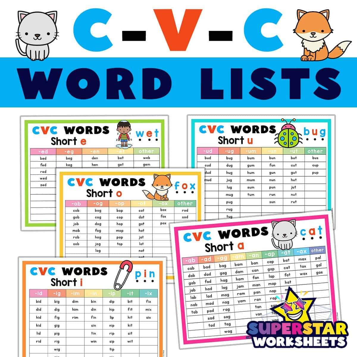 CVC Word List Superstar Worksheets Add And Subtract Within 20