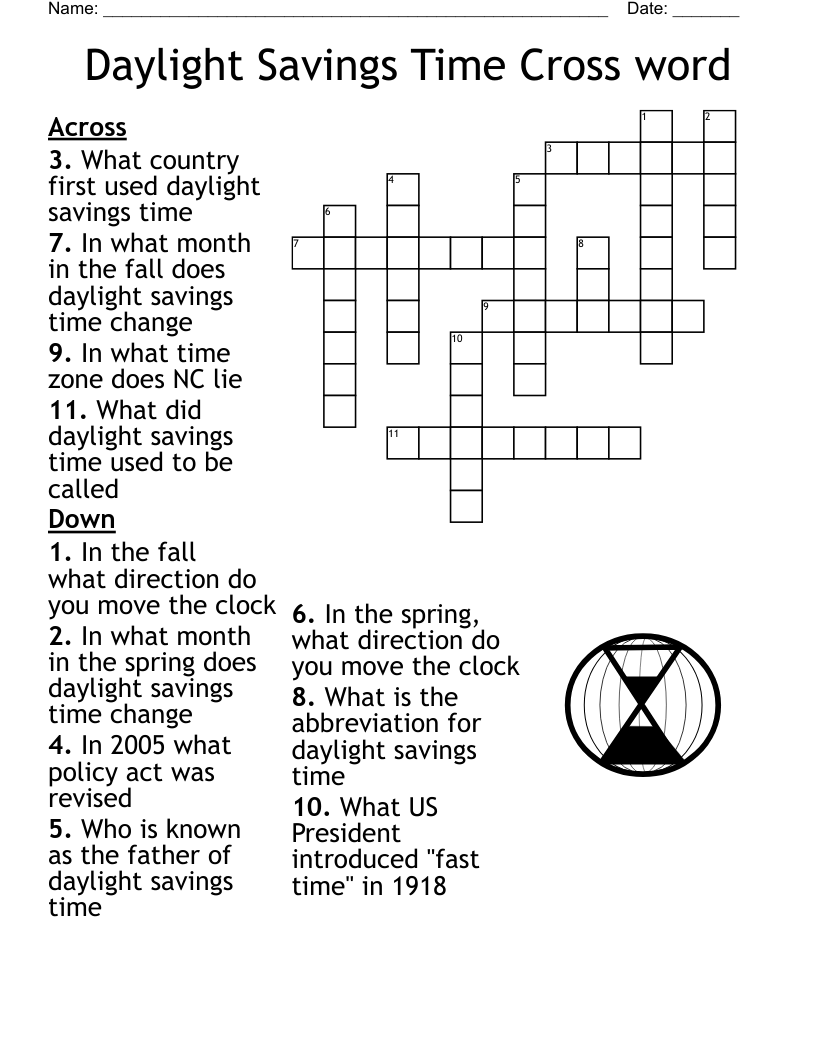 Daylight Savings Time Cross Word WordMint Daylight Savings Time Cross Word WordMint