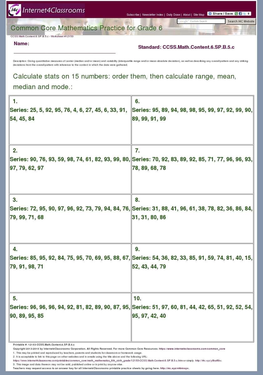Description Download Worksheet 12153 CCSS Math Content 6 SP B 5 c