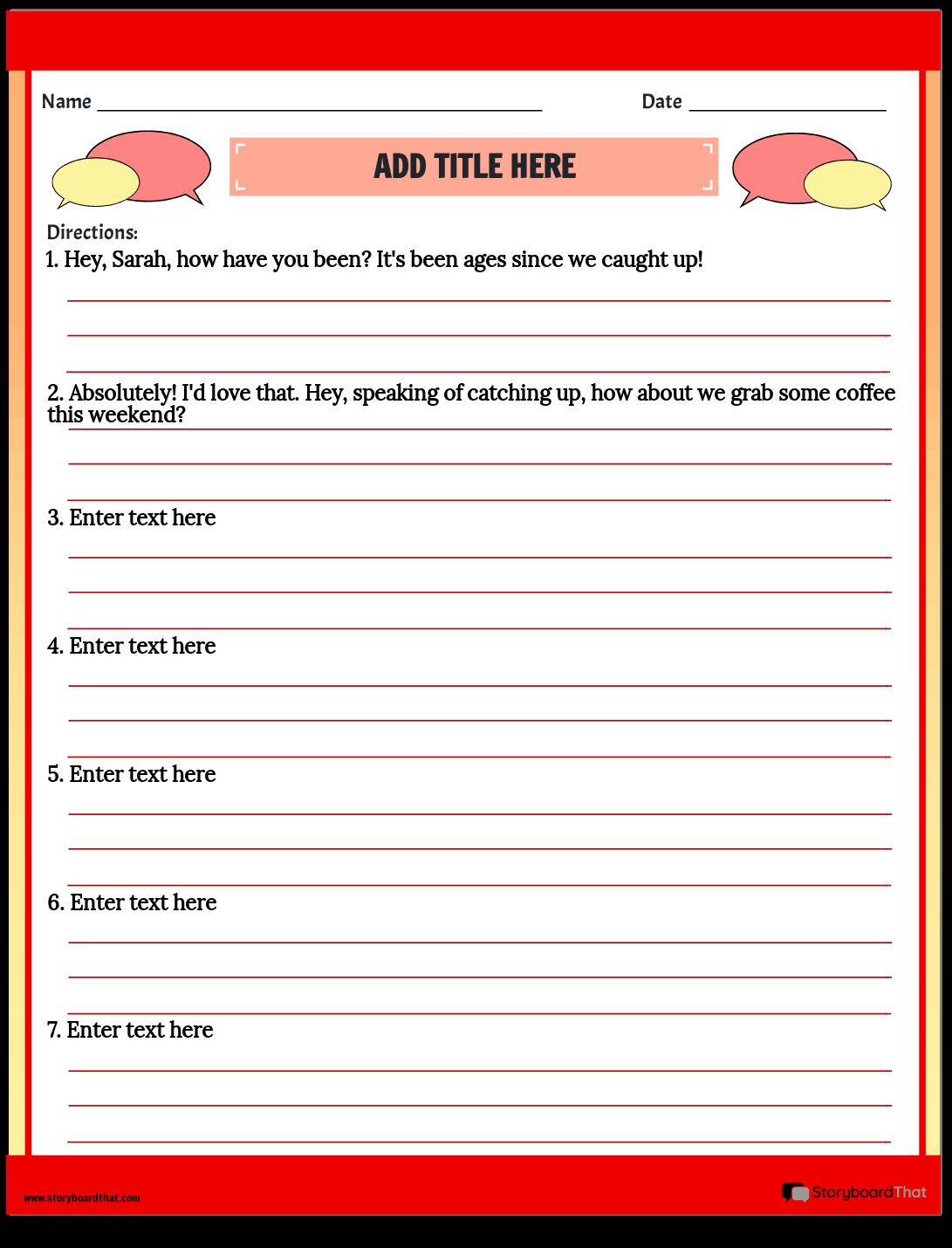 Dialogue Worksheets Storyboard That For Better Communication Dialogue Worksheets Storyboard That For Better Communication