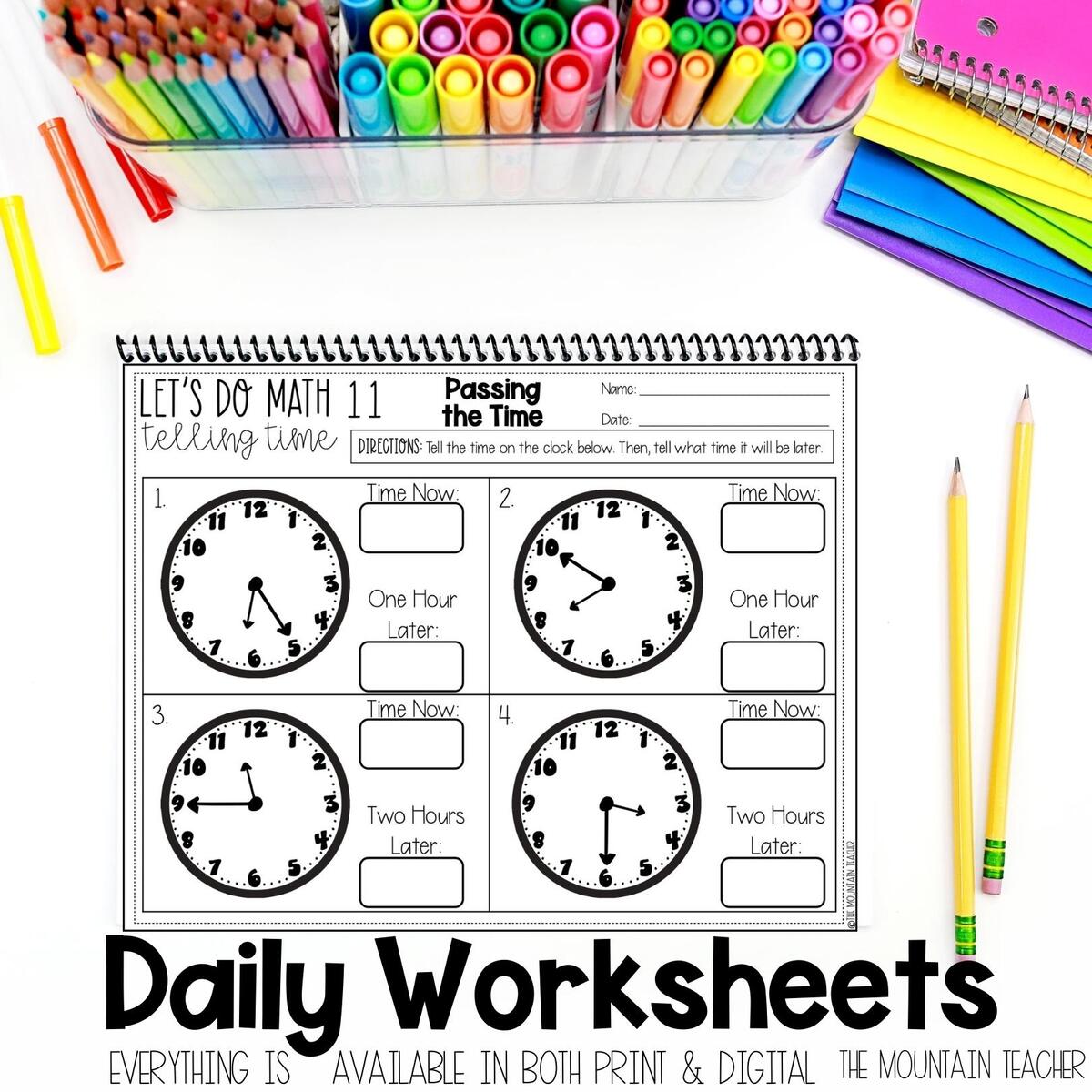Digital Telling Time Worksheets 2nd Grade Time To 5 Minutes Elapsed Time The Mountain Teacher Units Of Time A Worksheet PDF Printable Measurement Worksheets