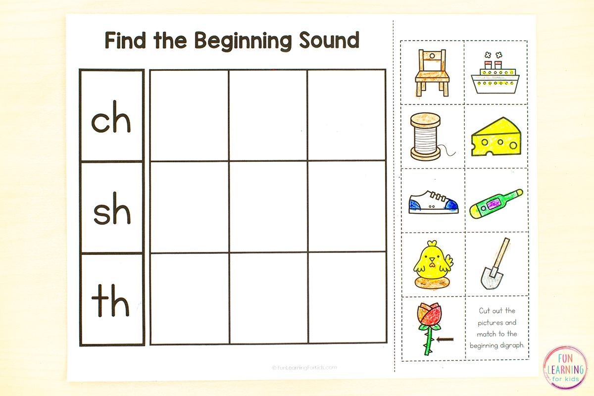 Digraph Sounds Sort Cut Paste Beginning And Ending Digraph Practice Worksheets No Prep Phonics Activities Made By Teachers