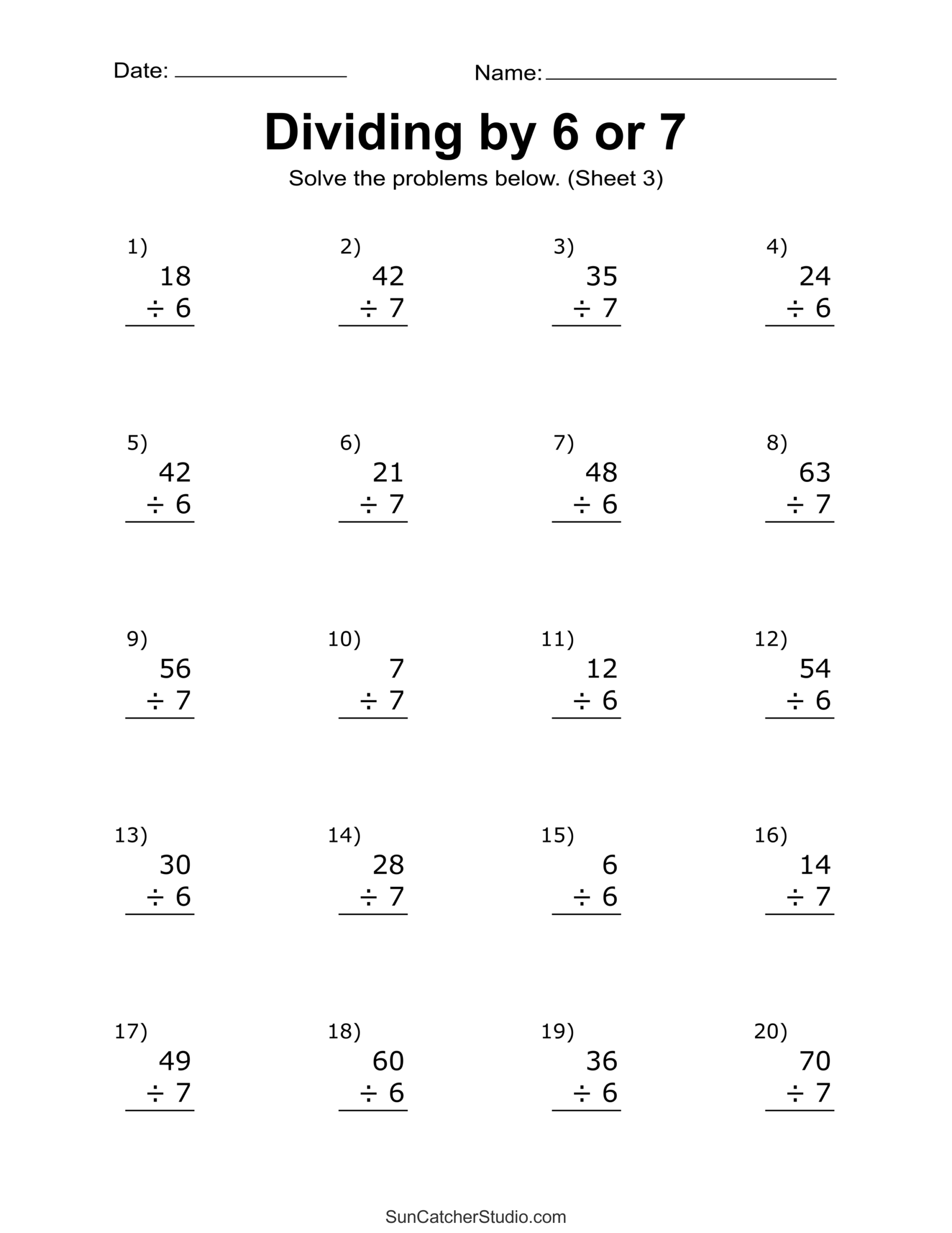 Division Worksheets Problems Free Printable Math Drills Free Printables Lettering SVG Files Tools Apps Basic Division Worksheets