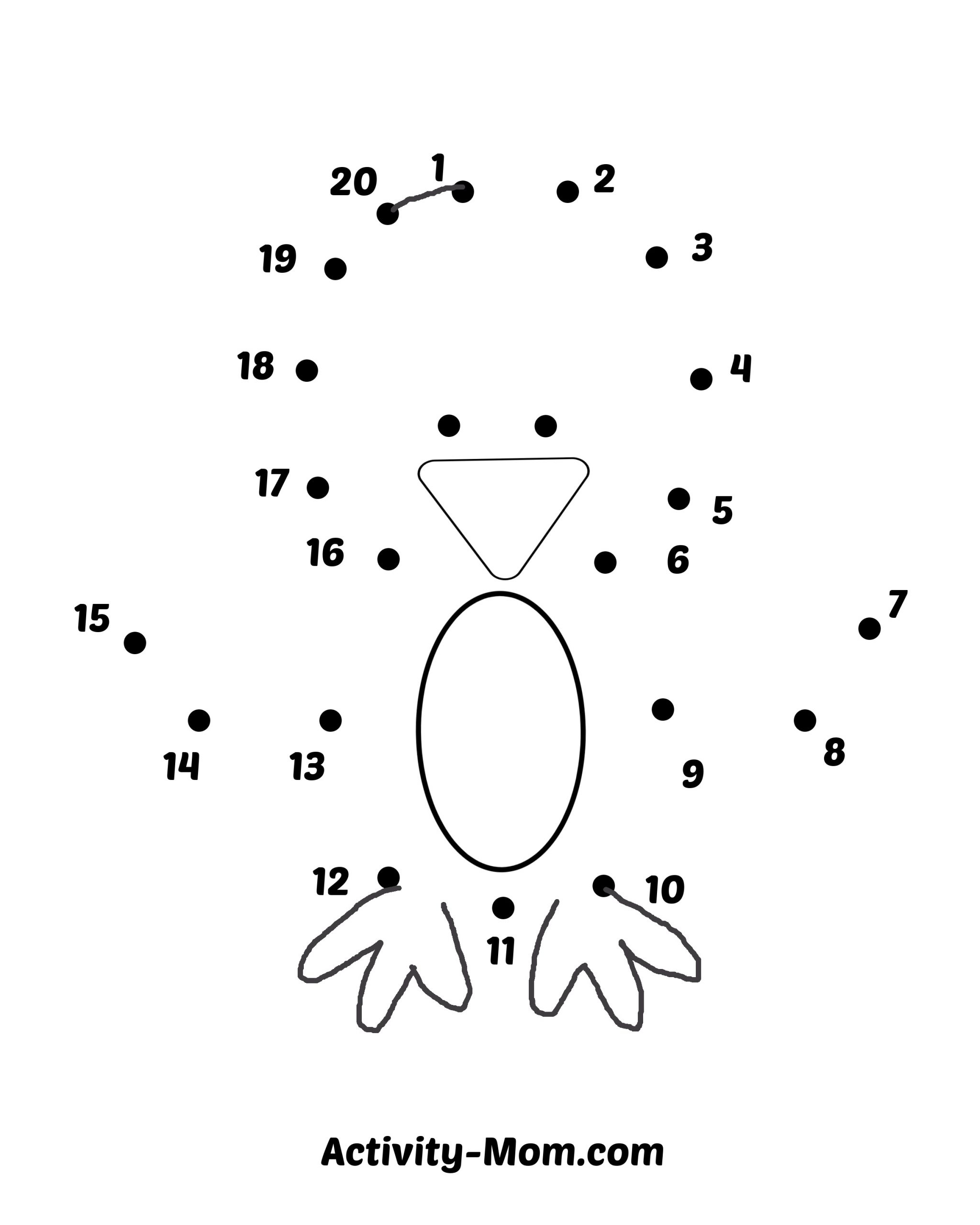 Dot To Dot Worksheets Numbers 1 To 20 Free Printable The Activity Mom Free Printable Chick Connect The Dots Worksheet For Preschool