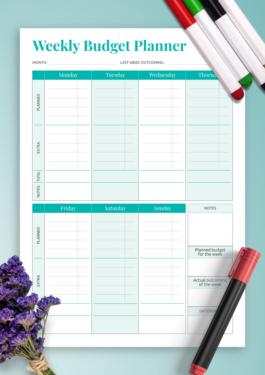 Download Simple Weekly Budget Template PDF Easy To Use Free And Customizable Budget Templates Canva