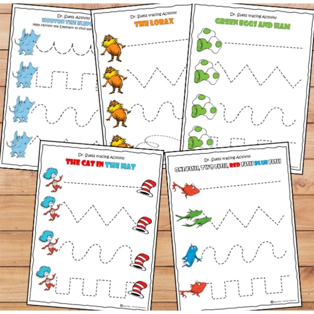 Dr Seuss Tracing Activity For Read Across America Week For Pre K Zippi Kids Mrs Lowes Kindergarten Korner Read Across America Week Activities Worksheets Library
