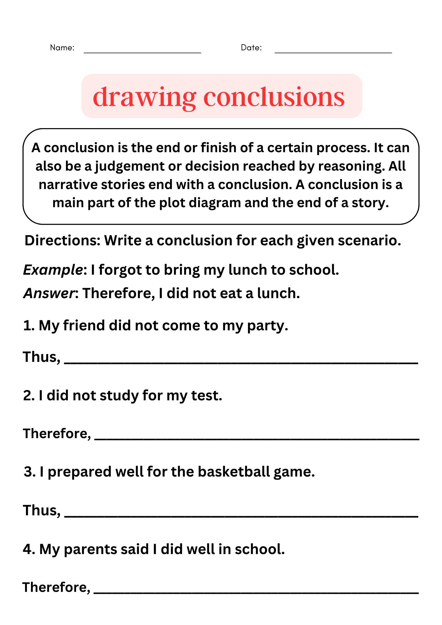 Reading Worksheets Drawing Conclusions Worksheets