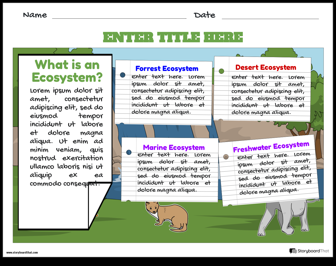 Ecosystems Worksheets Free Printable By Storyboard That