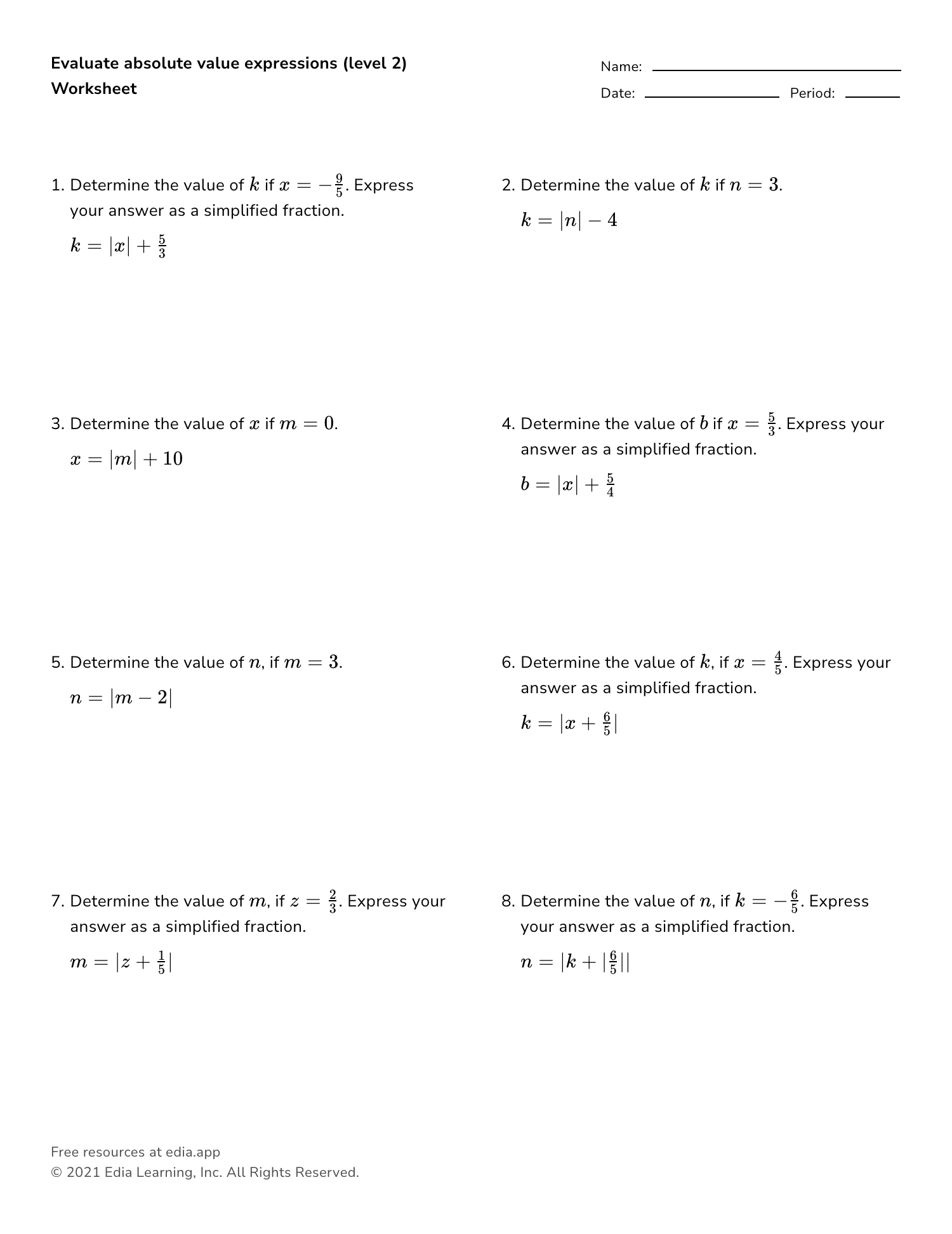 Edia AI Platform For Student Outcomes Evaluating Algebraic Expressions Worksheet One Variable Pre Algebra Made By Teachers