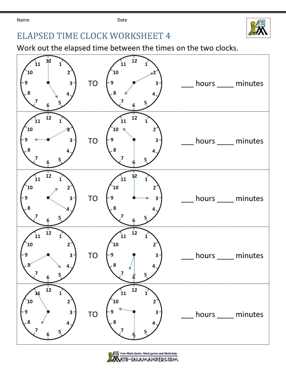 Elapsed Time Worksheets Elapsed Time Worksheets